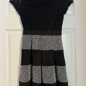 Elegant Black and Gray Lace Dress